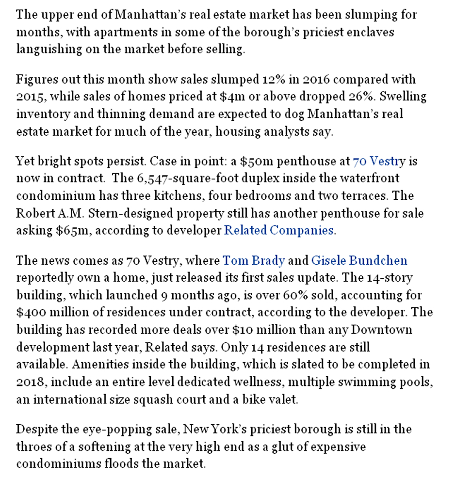 70 Vestry Street Records More Deals Despite Manhattan's Real Estate Slowdown part 2