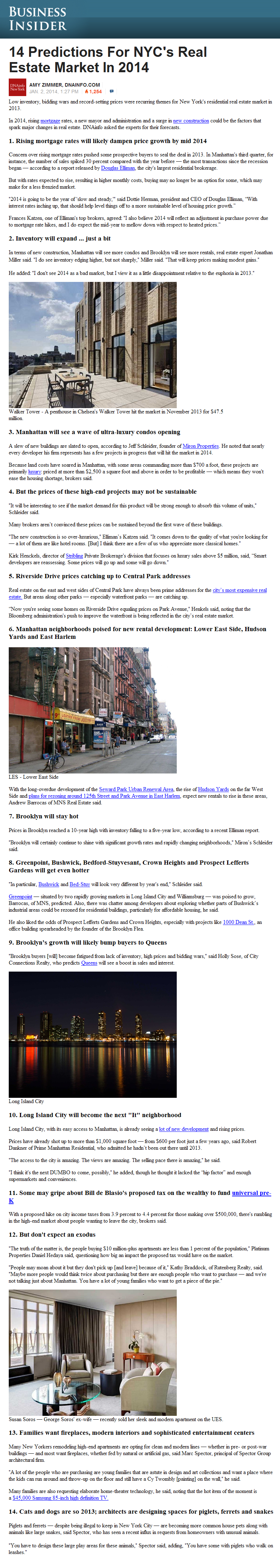 14 Predictions for NYC's Real Estate Market in 2014 part 1