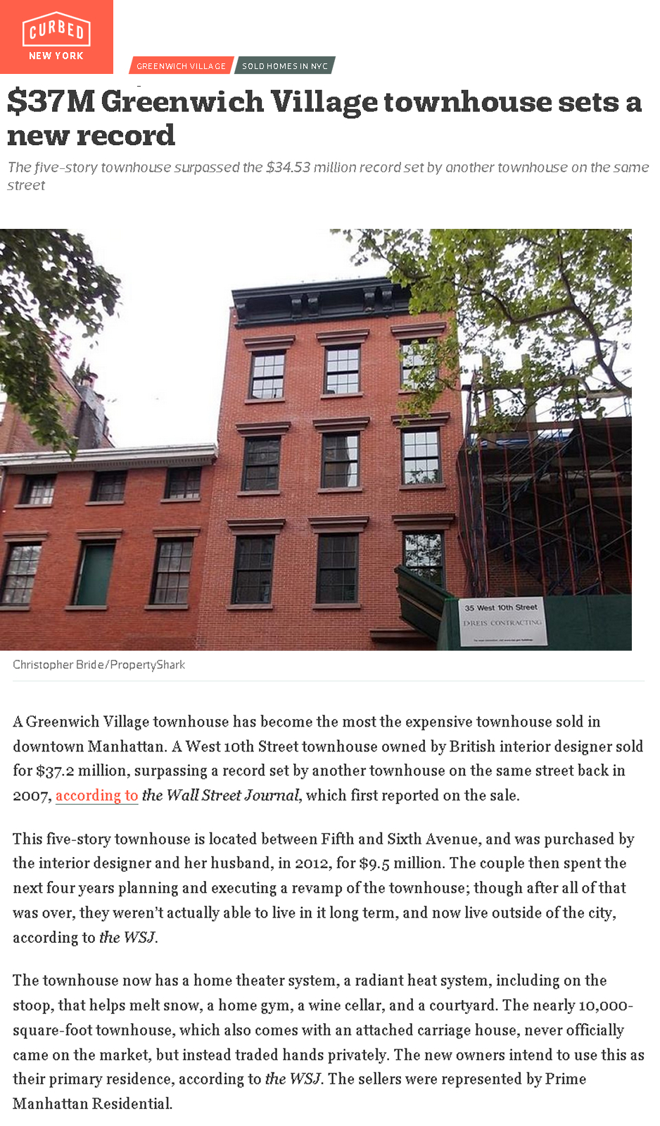 Greenwich Village Townhouse Sets a New Record part 1