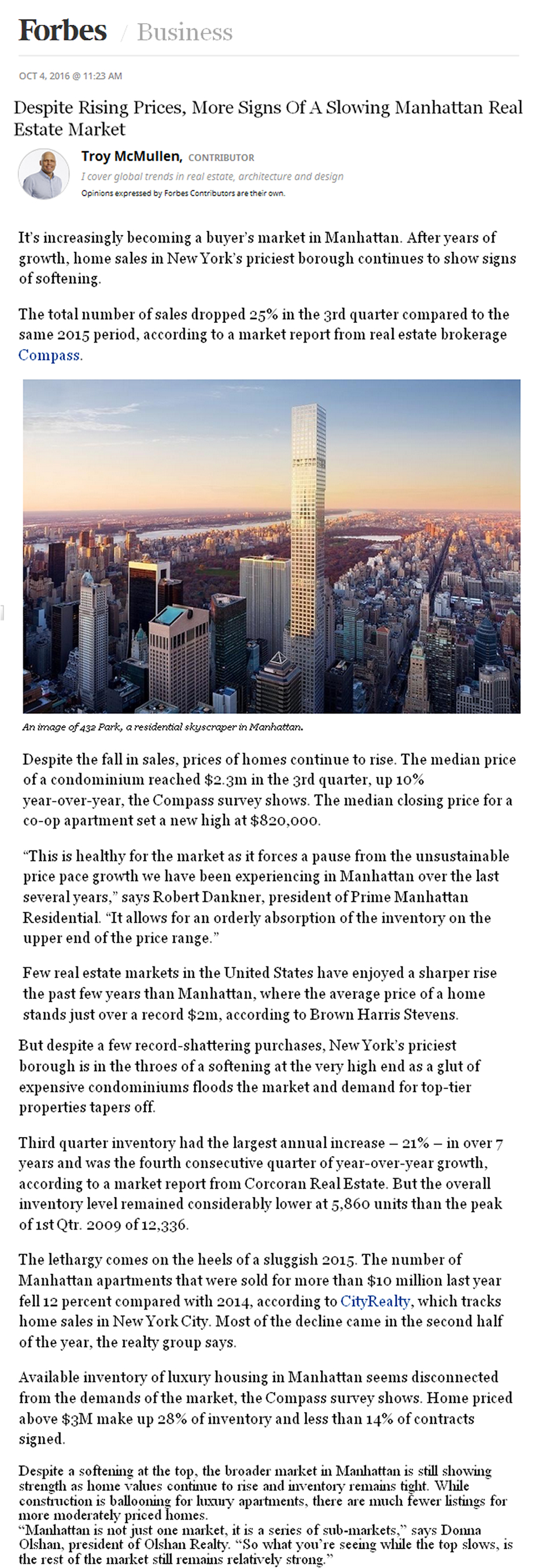 Despite Rising Prices, More Signs Of A Slowing Manhattan Real Estate Market part 1