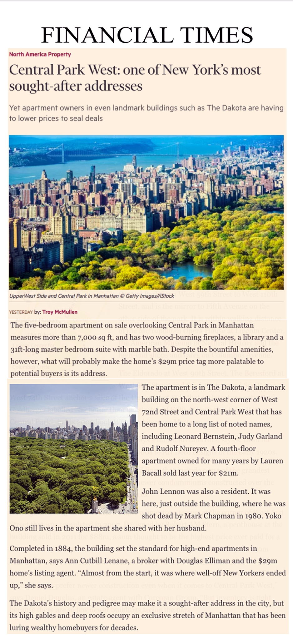 Central Park West: One of New York's Most Sought After Addresses part 1