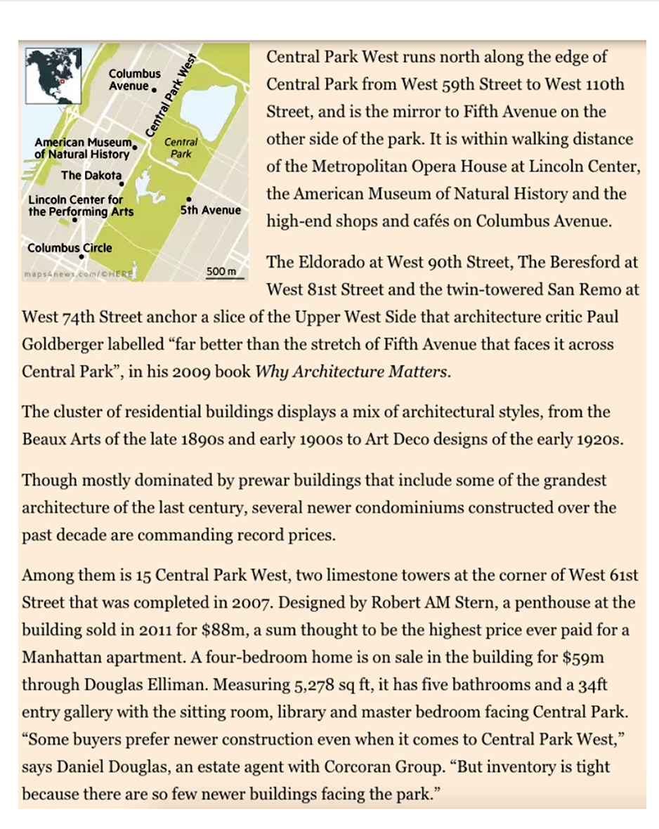 Central Park West: One of New York's Most Sought After Addresses part 2