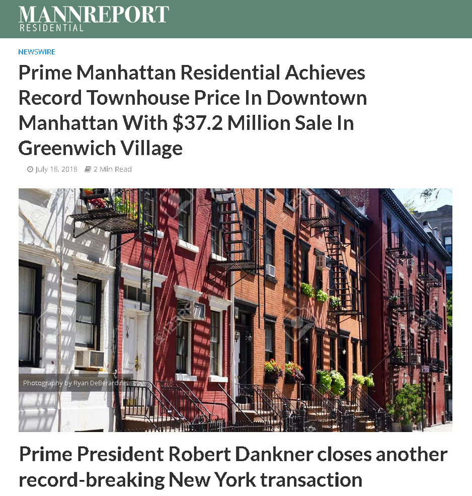 Prime Manhattan Residential Achieves Record Townhouse Price In Downtown Manhattan part 1