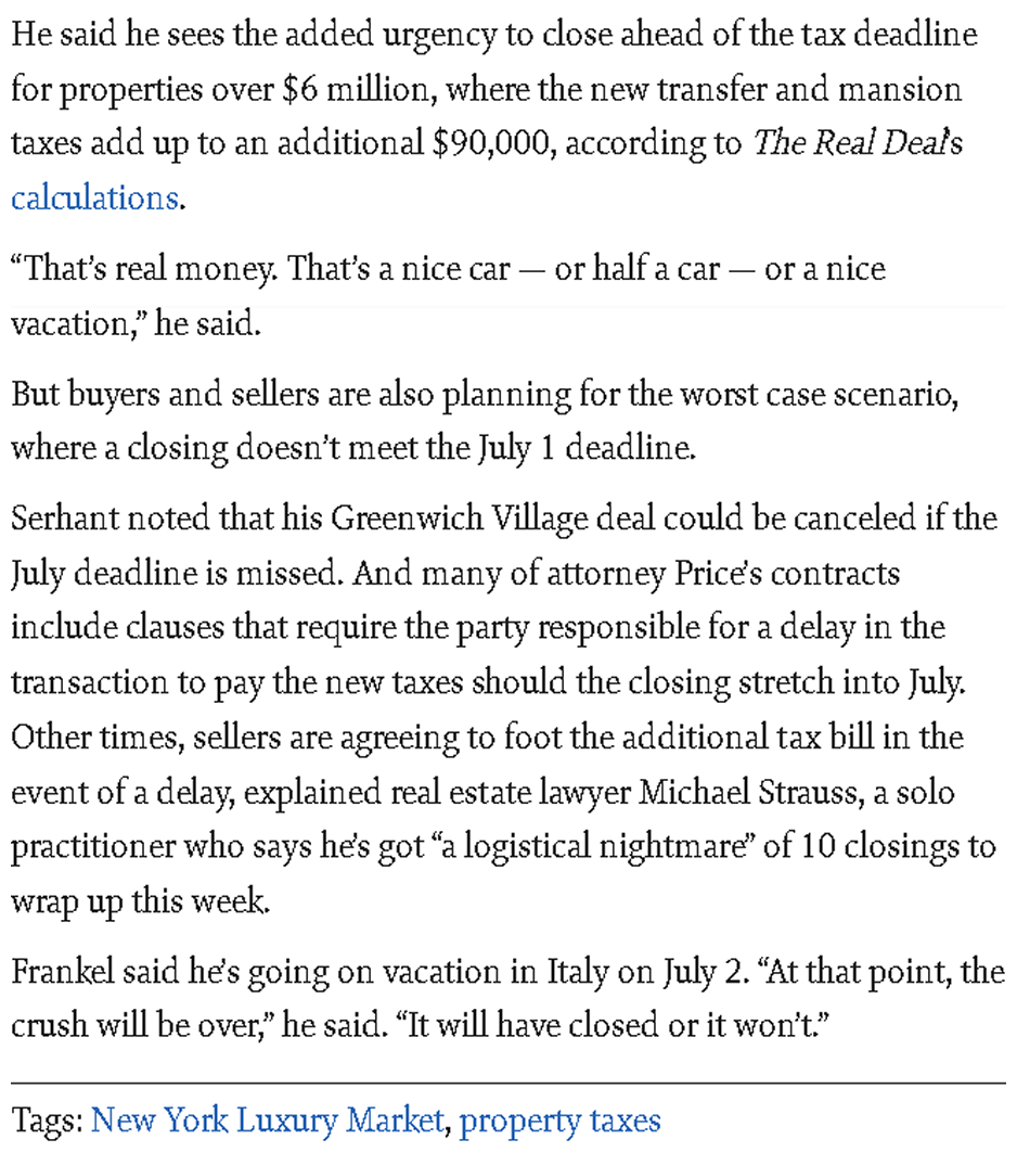 Real Estate Industry Working Hard to Close Big Deals Before New Taxes Hit part 5