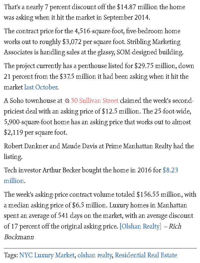 Manhattan’s luxe market notched 21 contracts last week part 2