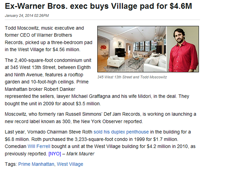 Ex Warner Brothers Exec Buys Village Pad for $4.6M part 1