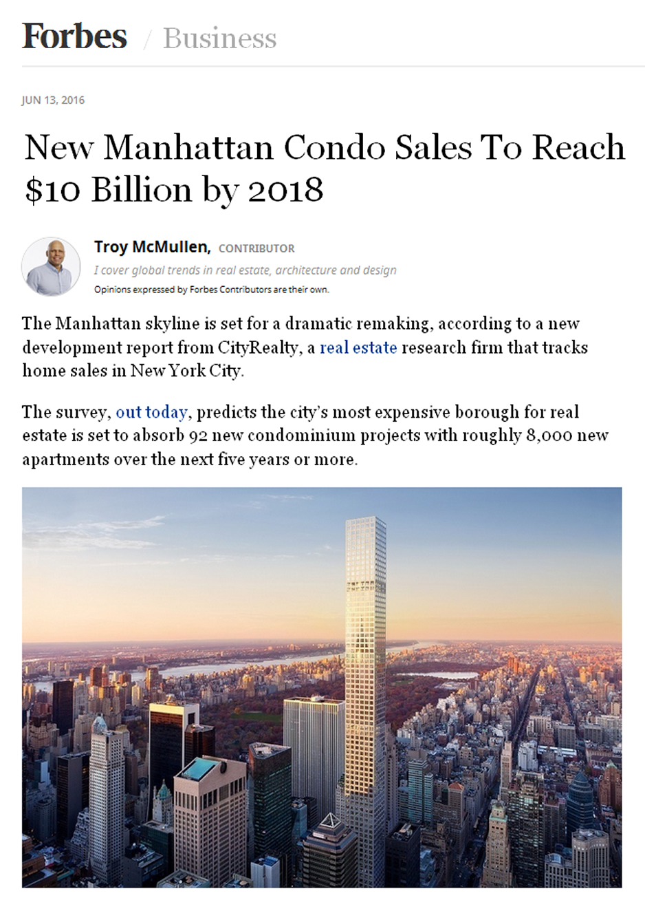 New Manhattan Condo Sales To Reach 10 Billion by 2018 part 1